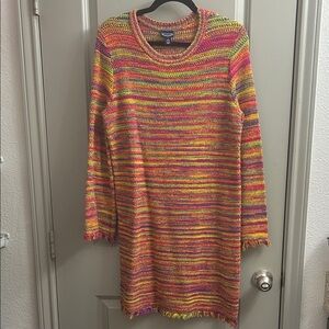Colorful Striped Sweater Dress
